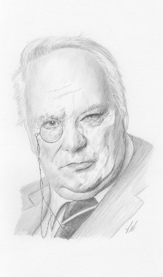 Researcher Drawing - Sir Patrick Moore by Keith Miller Researcher Drawing - Sir Patrick Moore by Keith Miller
