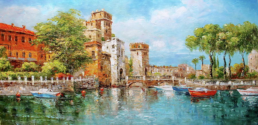 Castle Painting - Sirmione il Castello, Lago Garda by Luigi Paulini