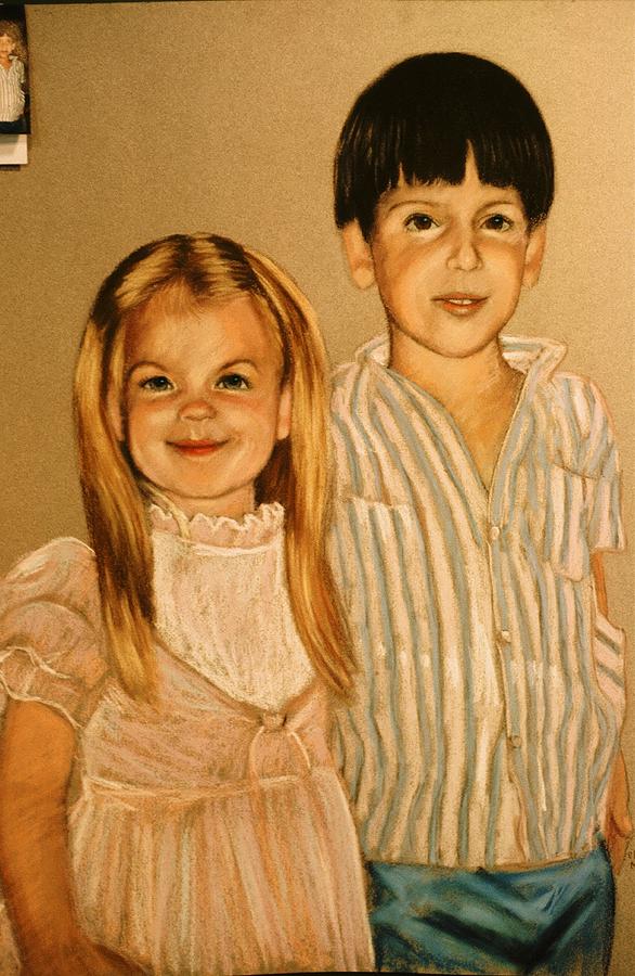 San Antonio Painting - Demo Pastel Sister and Brother by Charles Munn