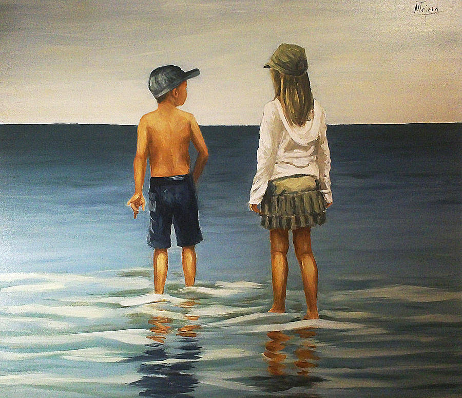 Sister And Brother Painting by Natalia Tejera