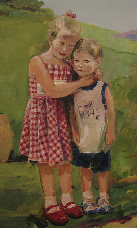 Sister and brother Painting by Tigran Ghulyan