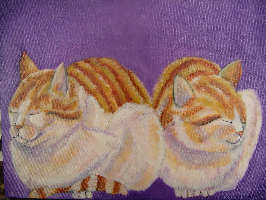 Cat Painting - Sister Cats by Tara Lewis