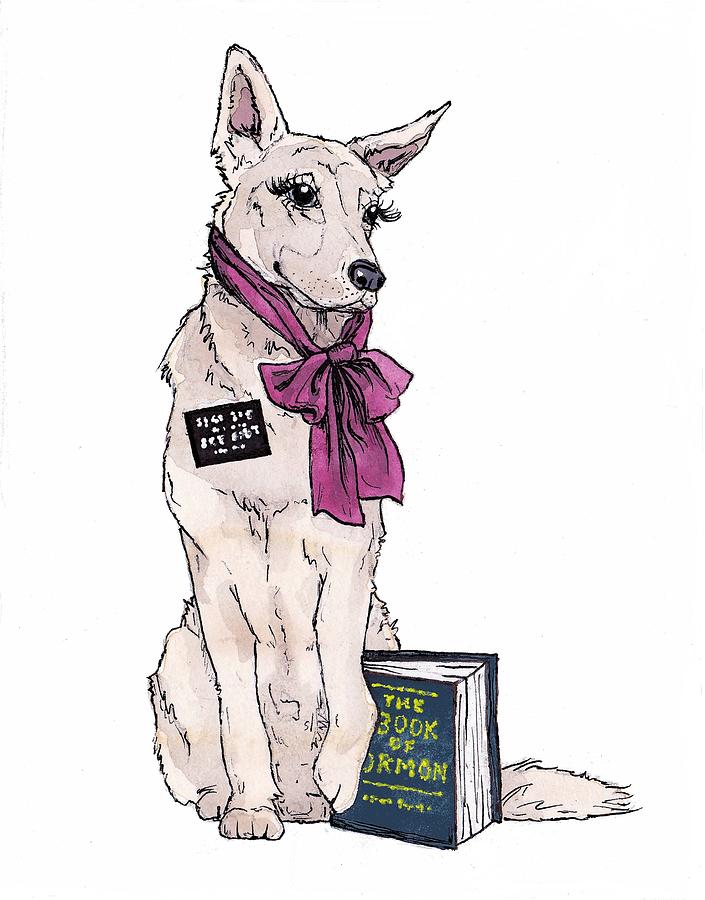 Animal Painting - Sister Missionary Dog Card by Katrina Davis