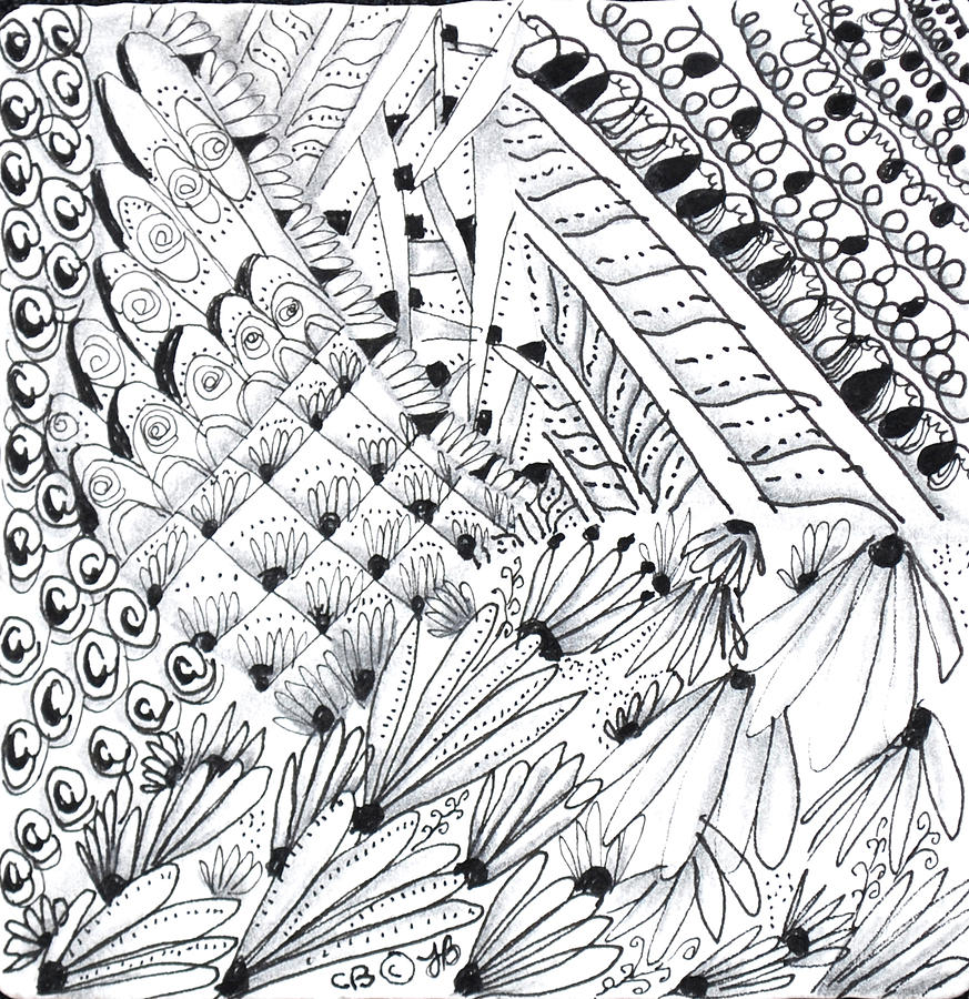 Sister Tangle Drawing by Carole Brecht
