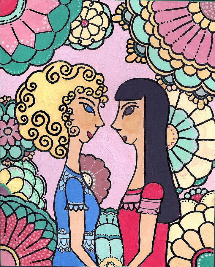 Caroline Painting - Sisters - Acrylic by Caroline Sainis Caroline Painting - Sisters - Acrylic by Caroline Sainis