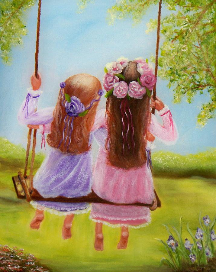 Sisters and Friends Forever Painting by Joni McPherson