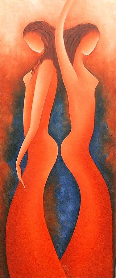 Woman Painting - Sisters by Anita Burnaz Woman Painting - Sisters by Anita Burnaz