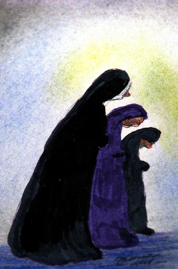 Sisters At Prayer Drawing by Angela Davies