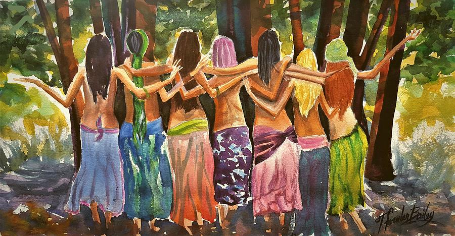 Sisters Au Naturale Painting by Tf Bailey