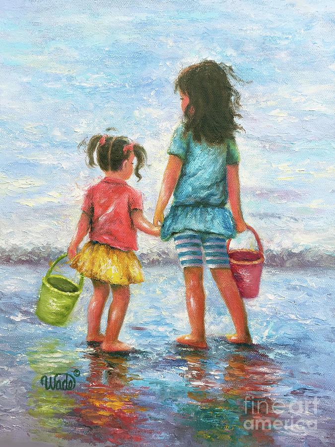 Sisters By The Sea Painting by Vickie Wade