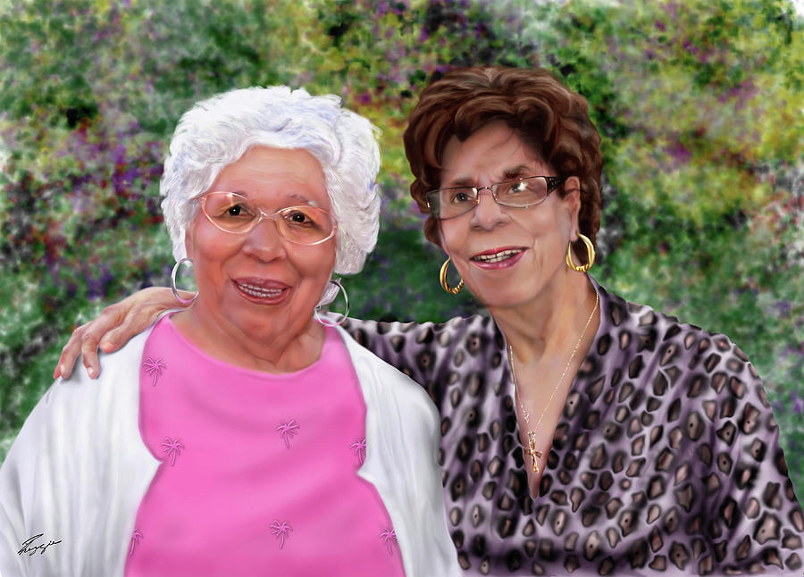 Sisters -commissioned  Painting by Reggie Duffie