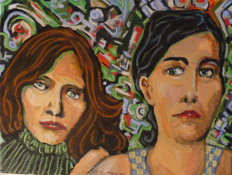Crayon Painting - Sisters In Art by Todd  Peterson