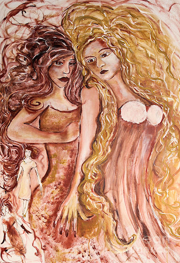 Sisters in Night Painting by Sandy DeLuca