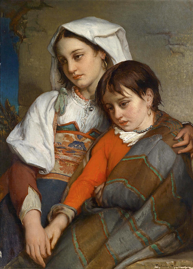 Sisters Painting by Jean Francois Portaels