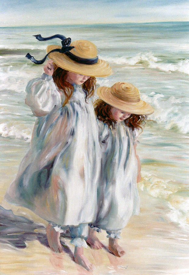 Sisters in Sunhats Painting by Marie Witte