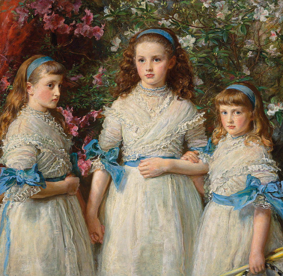 Lace Painting - Sisters by John Everett Millais
