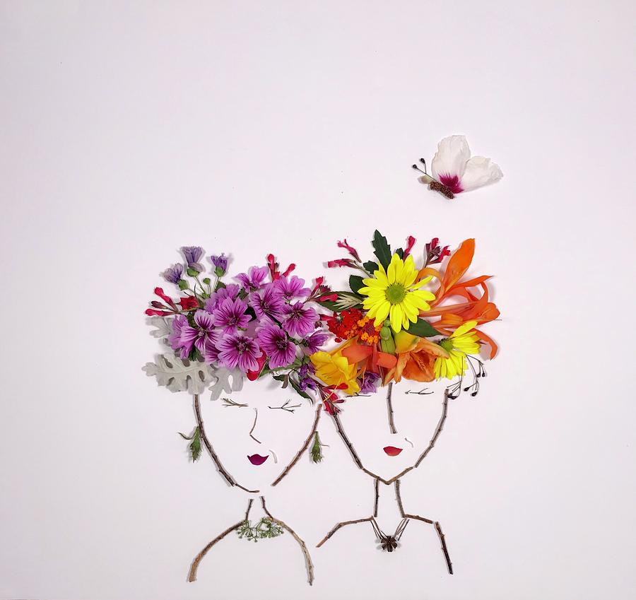Flower Mixed Media - Sisters by Susan Combest