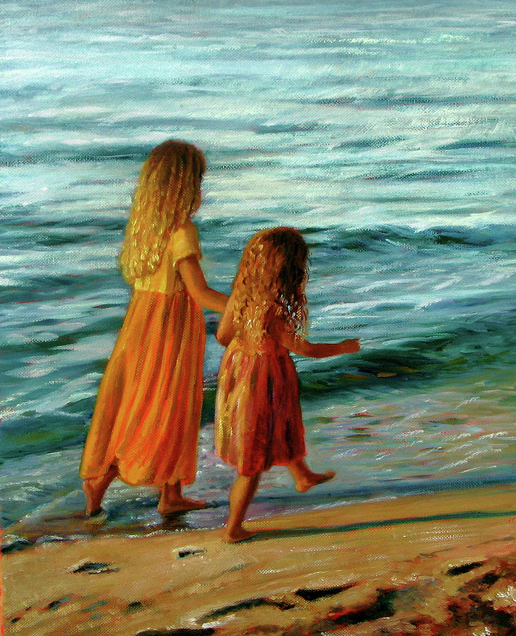 Sisters Walking Painting by Marie Witte