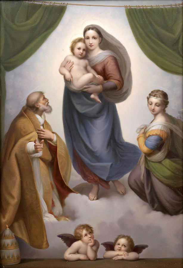 Sistine Madonna after Raphael Painting by Carl Meinelt