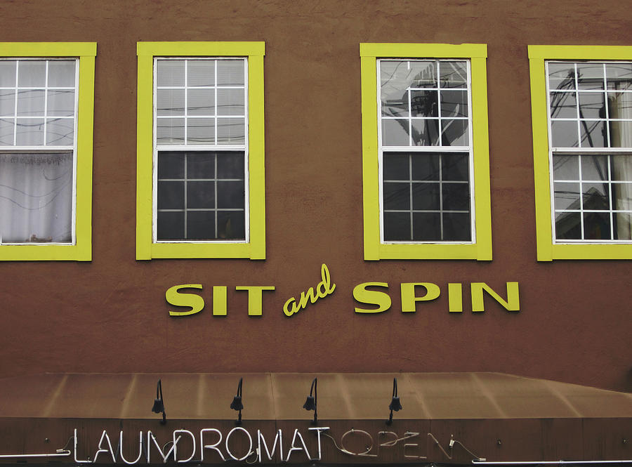 Sit And Spin Laundromat Color- by Linda Woods Mixed Media by Linda Woods