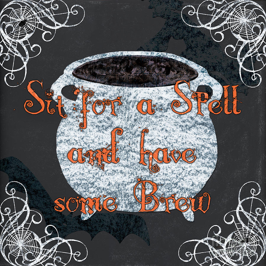 Spider Painting - Sit for a Spell by Debbie DeWitt