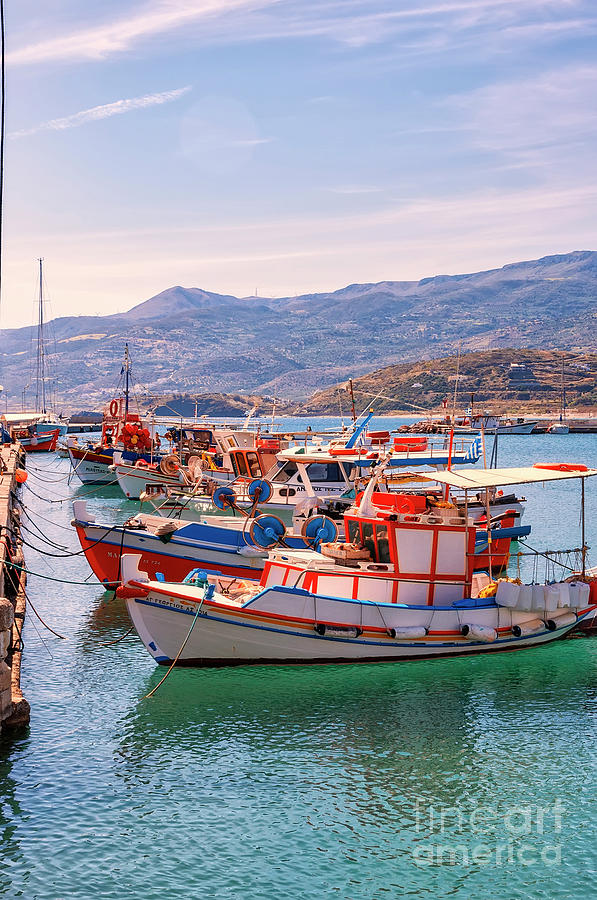 Sitia Seafront berthed boats Photograph by Antony McAulay