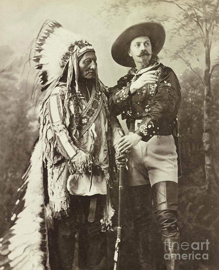 Sitting Bull and Buffalo Bill Cody Drawing by American School
