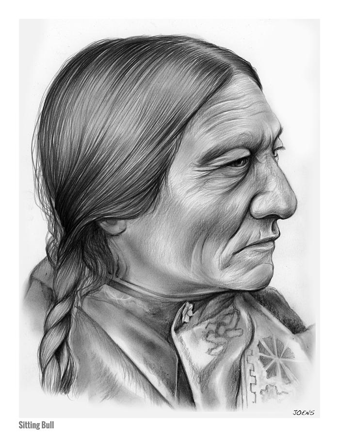 Sitting Bull Drawing - Sitting Bull by Greg Joens