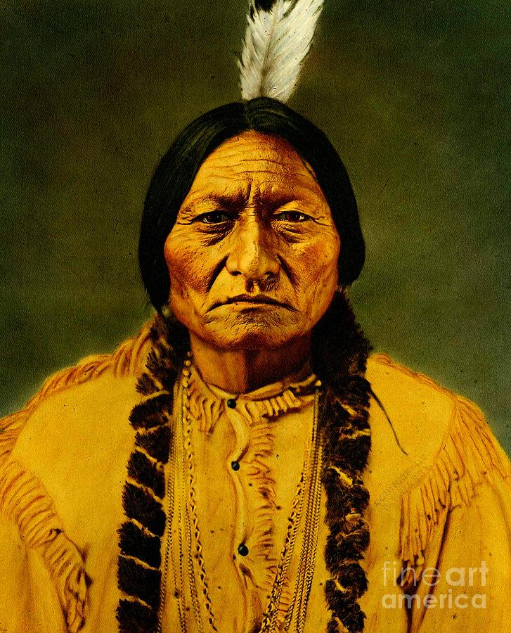 Vintage Photograph - Hunkpapa Lakota Chief Sitting Bull 1883 Hand Colored Photograph by Peter Ogden