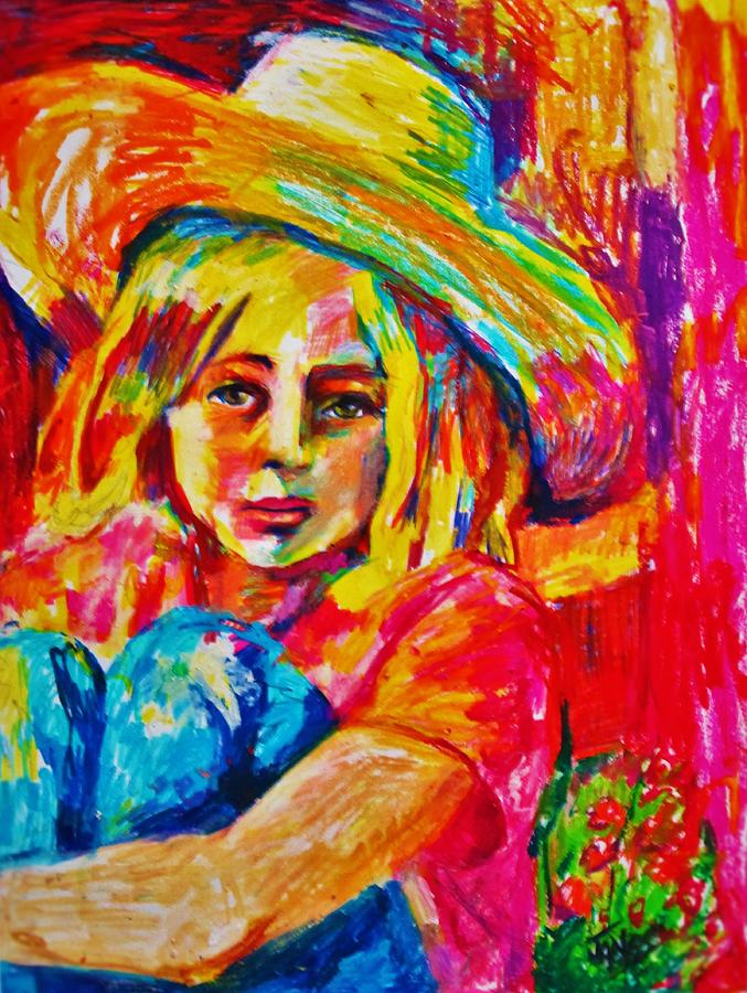 Sitting by the Barn Painting by B Janas Sitting by the Barn Painting by B Janas