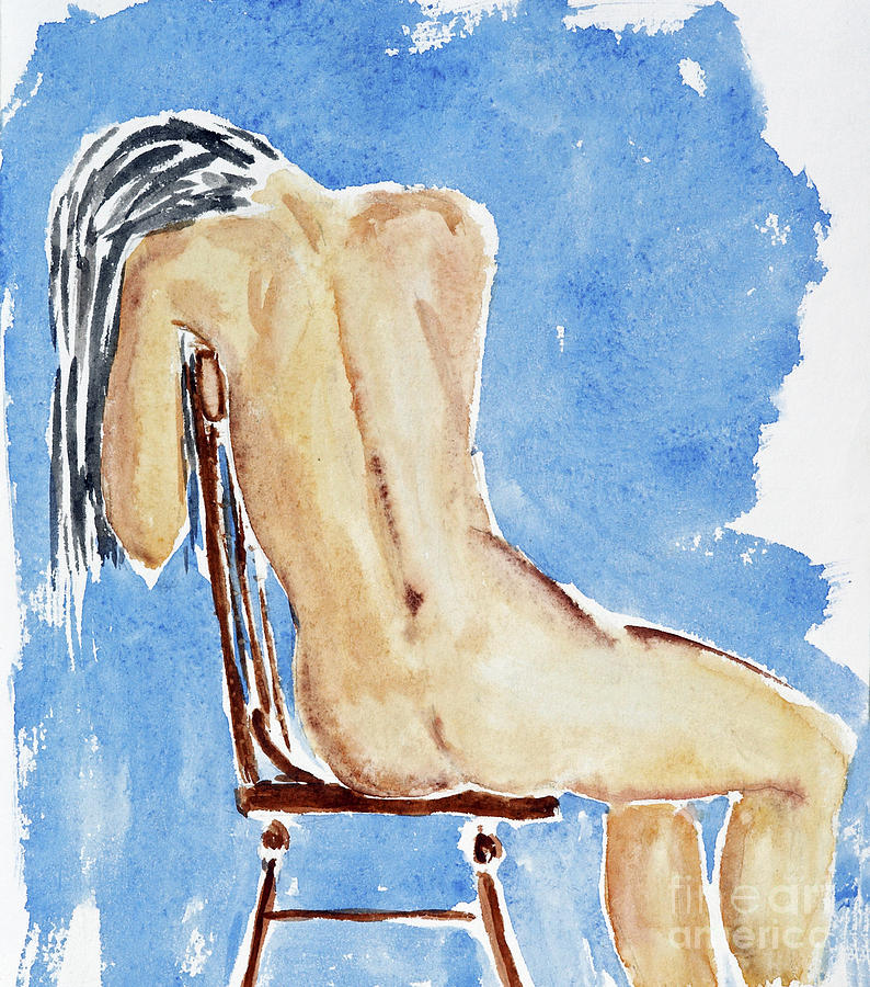 Sitting Girl Painting by Michal Boubin