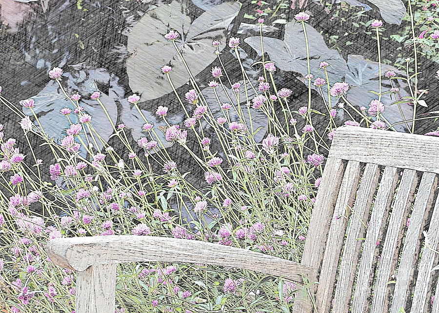 Sitting in a Flower Garden Mixed Media by Sherry Hallemeier