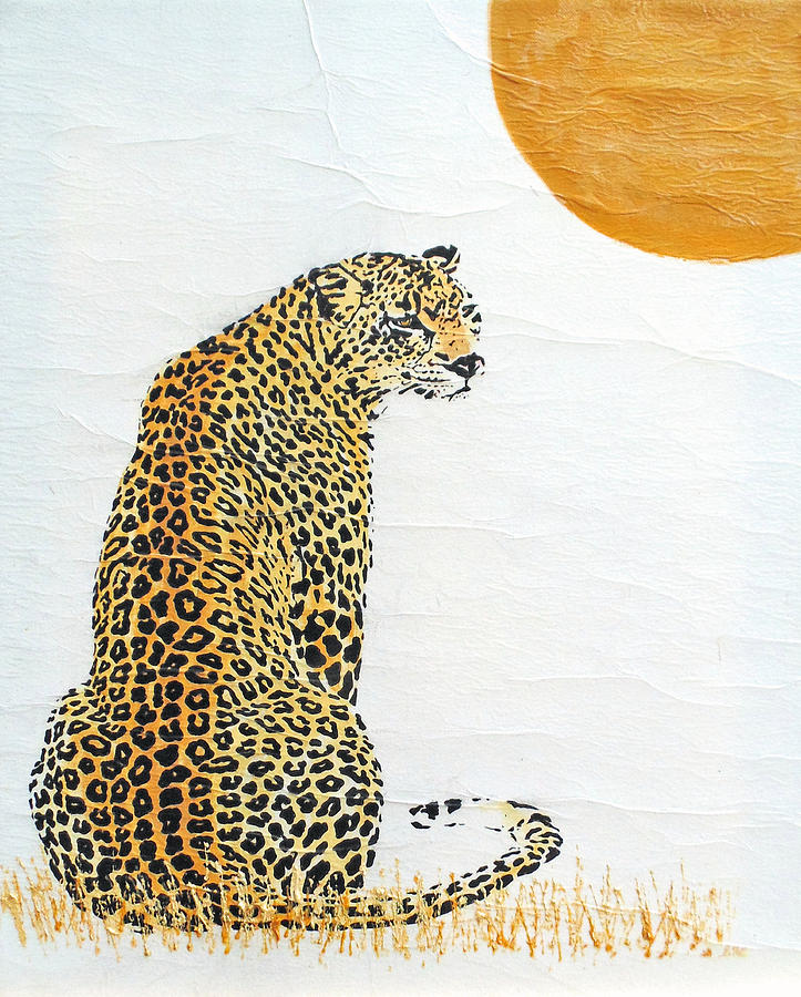 Sitting Leopard Painting by Stephanie Grant