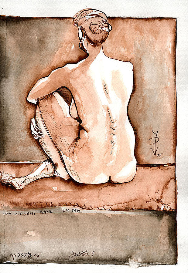 Sitting Naked Joelle In Camaieu Painting