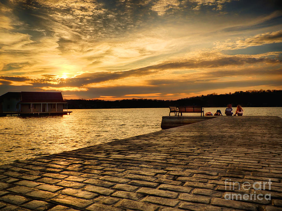 Sunset Photograph - Sitting On The Dock Of The Lake by Mark Miller