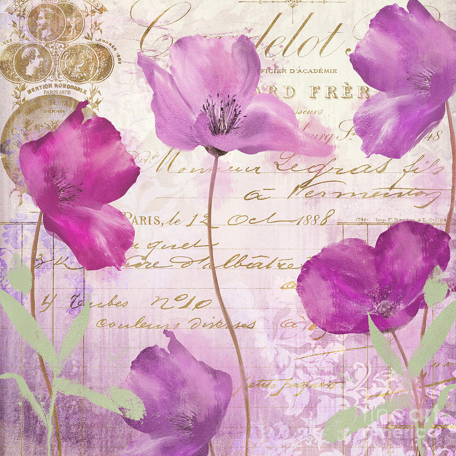 Purple Flowers Painting - Sitting Pretty by Mindy Sommers