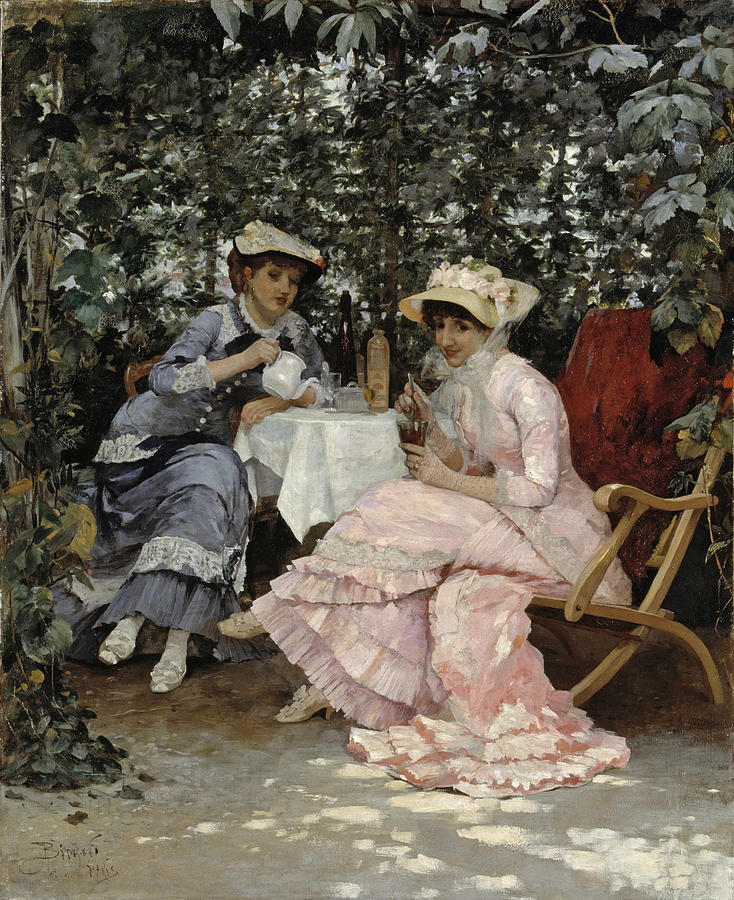 Sitting under the Arbour Painting by Hugo Birger