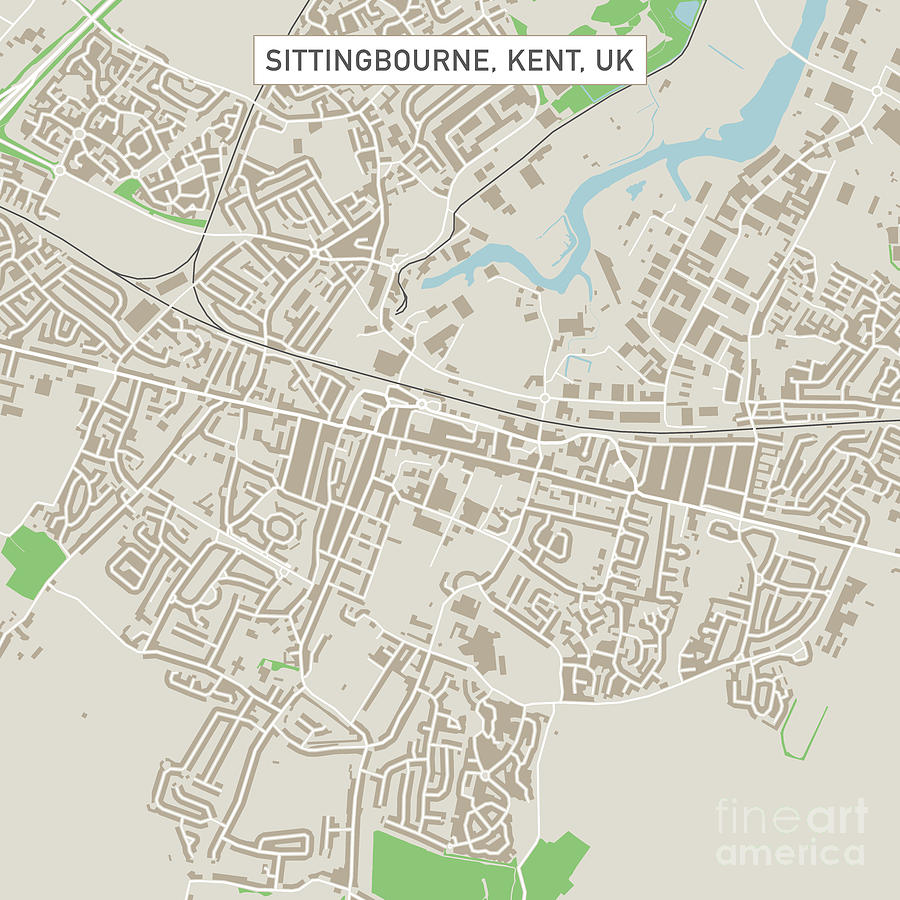 Sittingbourne Kent UK City Street Map Digital Art by Frank Ramspott ...