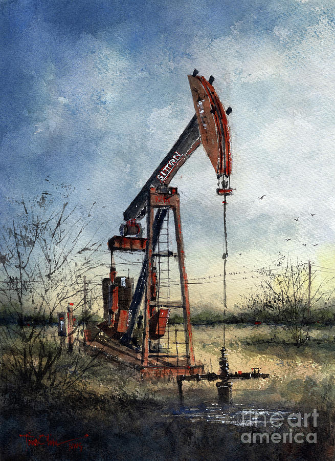 Sitton Pumpjack Painting by Tim Oliver