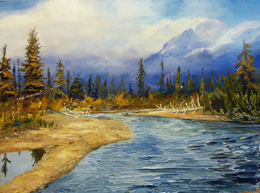 Situk River - Otter Hole Crossing- Alaska Painting by Tom Siebert