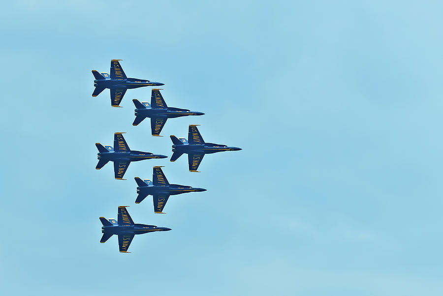 Six Blue Angels In The Clear Blue Sky Photograph
