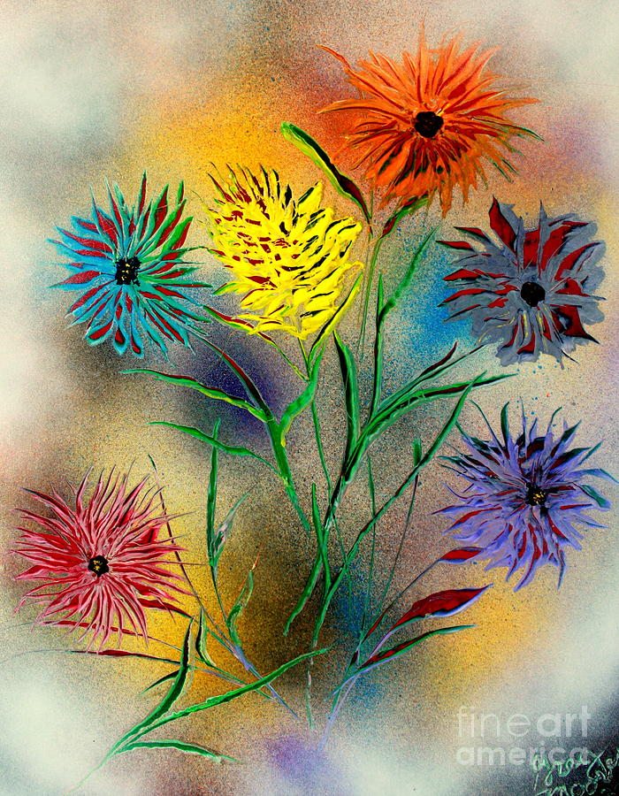 Six Flowers - E Painting by Greg Moores