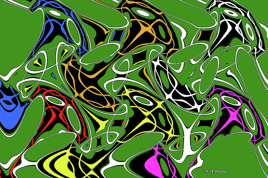 Six Squares On Green #2 Digital Art by Tom Janca
