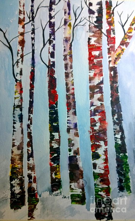 Six Tall Trees Painting by Eunice Miller