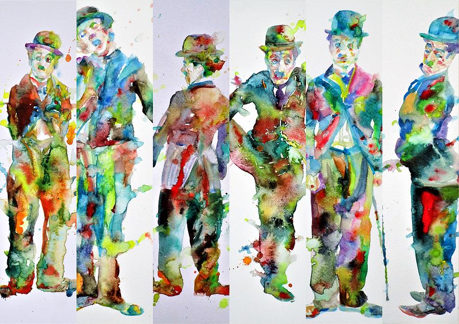 Six Times Chaplin Painting by Fabrizio Cassetta