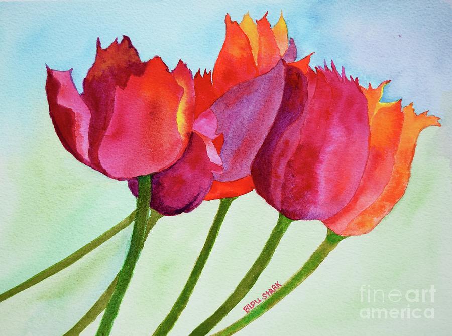 Six Tulips Painting by Barrie Stark