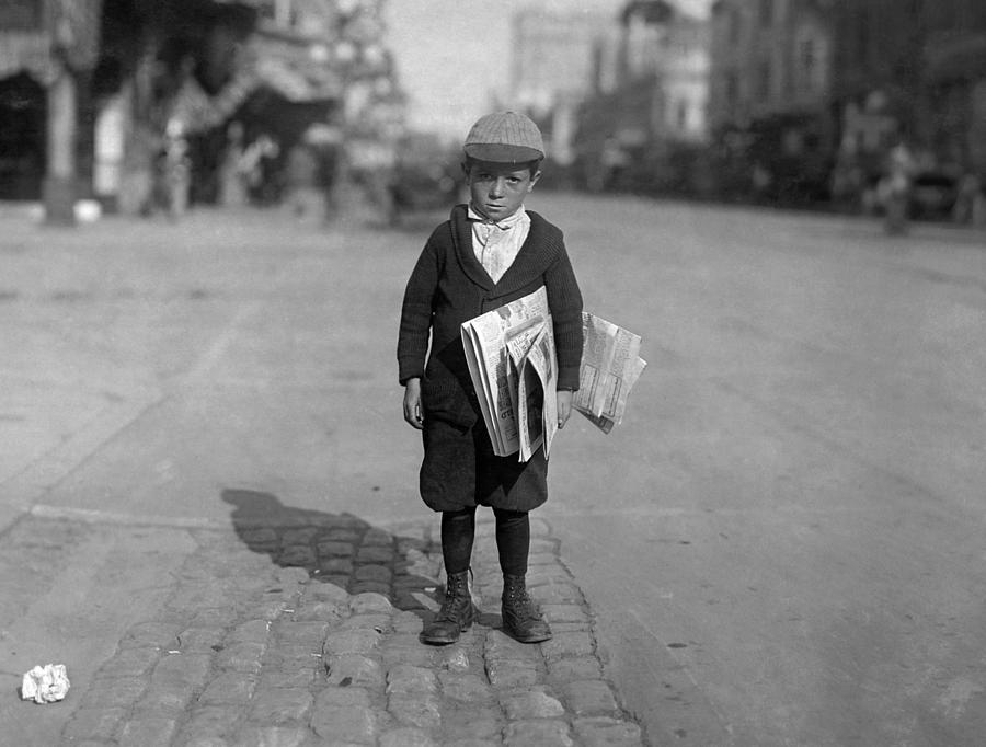 Six Year Old Newsie - Los Angeles - 1915 Photograph by War Is Hell Store