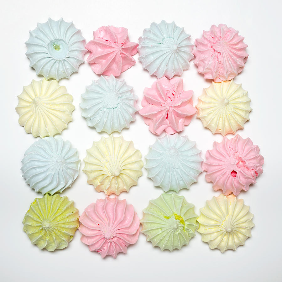 Sixteen Colored Meringues in a Square Photograph by Alain De Maximy