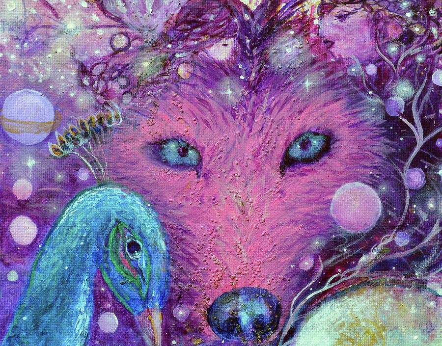 Sixth Chakra Totem Wolf  Angel Painting by Ashleigh Dyan Bayer