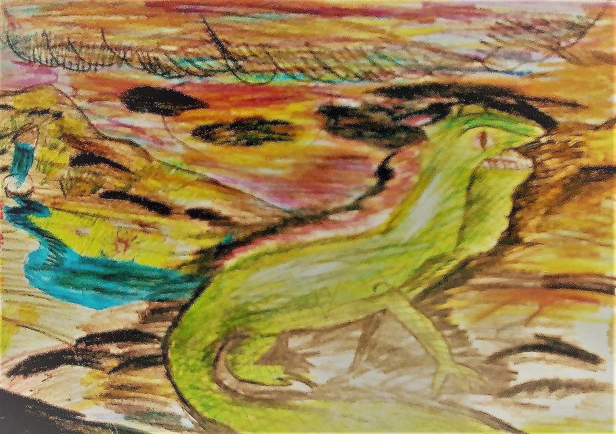 Sixth Grade Iguana Drawing by Andrew Blitman